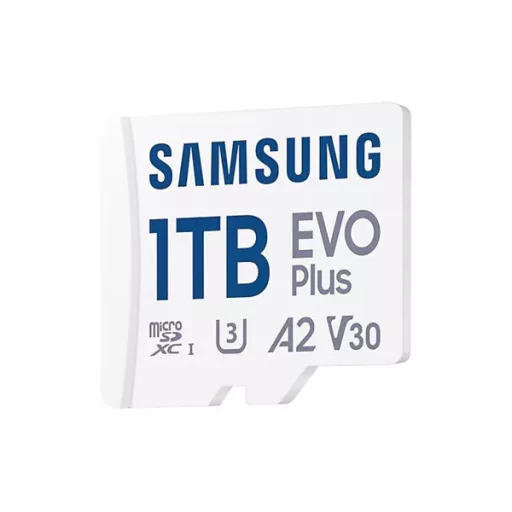 SAMSUNG Memóriakártya, EVO Plus microSDXC kártya, 1TB, UHS-1, U3, V30, A2, + SD Adapter, R160/W