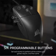   CORSAIR Vezetékes Egér Gaming, M55 Lightwight, 6 programozható gomb, Ultra-könnyű, 16000dpi, fekete