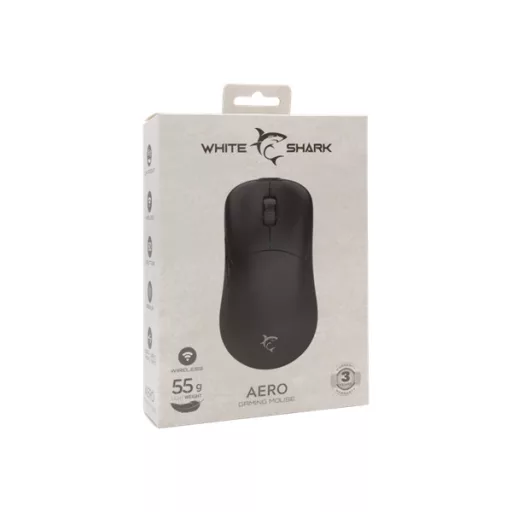 WHITE SHARK AERO-B WGM-5015B gamer egér, 10.000 dpi, 6 gombos fekete