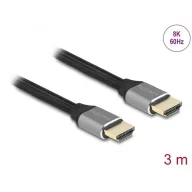   DELOCK kábel HDMI 2.1 male / male összekötő 48 Gbps 8K 60Hz tanúsítvánnyal 3m szürke