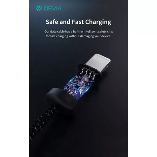 DEVIA ST108035 Gracious v2 12W USB/Lightning adat-és töltőkábel, fekete, 1m