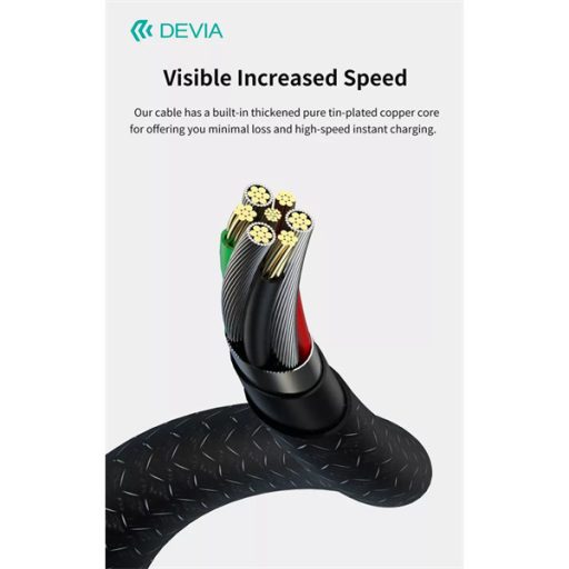 DEVIA ST108035 Gracious v2 12W USB/Lightning adat-és töltőkábel, fekete, 1m