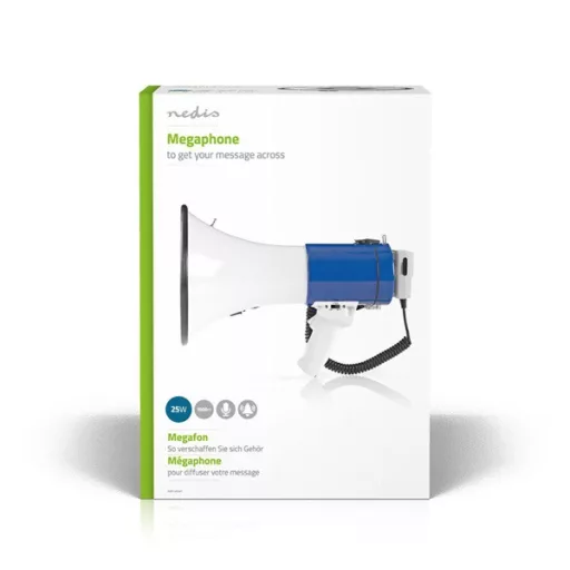 Nedis MEPH200WT megafon, beépített sziréna, hatótávolság 1500 m, 135dB, levehető mikrofon, 25W