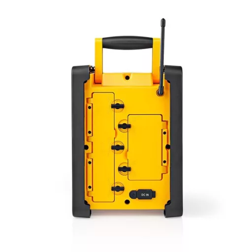 Nedis RDFM3100YW munka rádió, FM, bluetooth, rezgéscsillapítás, 15W, 20 FM állomás, 3,5 mm audióbemenet