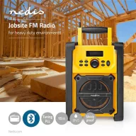   Nedis RDFM3100YW munka rádió, FM, bluetooth, rezgéscsillapítás, 15W, 20 FM állomás, 3,5 mm audióbemenet