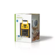   Nedis RDFM3100YW munka rádió, FM, bluetooth, rezgéscsillapítás, 15W, 20 FM állomás, 3,5 mm audióbemenet