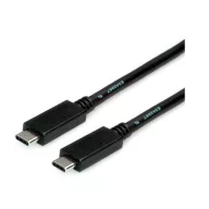   ROLINE Kábel USB 3.2 Gen 2 USB-C - USB-C, M/M, 10Gbit/s, PD (Power Delivery) 20V5A - 100W, Emark-al, 2m, fekete