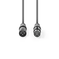   Nedis COTH15010GY30 balanced/szimmetrikus félprofi XLR audio kábel, XLR dugó - aljzat, 3m, rugalmas
