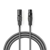   Nedis COTH15010GY50 balanced/szimmetrikus félprofi XLR audio kábel, XLR 3érintkezős dugó - aljzat, 5m, rugalmas