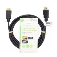   Nedis CVGL34060BK20 ultra HD HDMI kábel, HDMI dugó - dugó, 4K@60Hz, ARC, 18 Gbps, aranyozott csatlakozók, hossz 2m