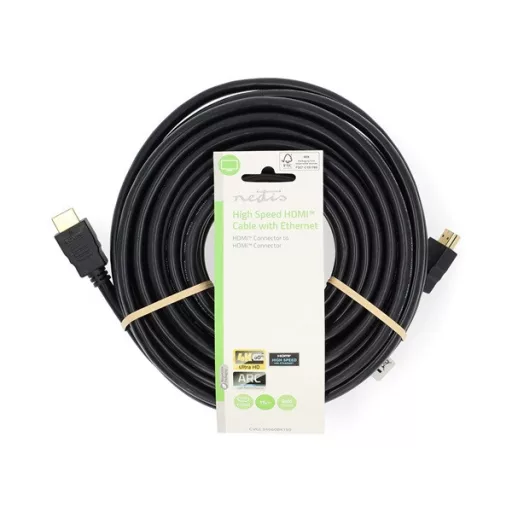 Nedis CVGL34060BK150 ultra HD HDMI kábel, HDMI dugó - dugó, 4K@60Hz, ARC, 18 Gbps, aranyozott csatlakozók, hossz 15m