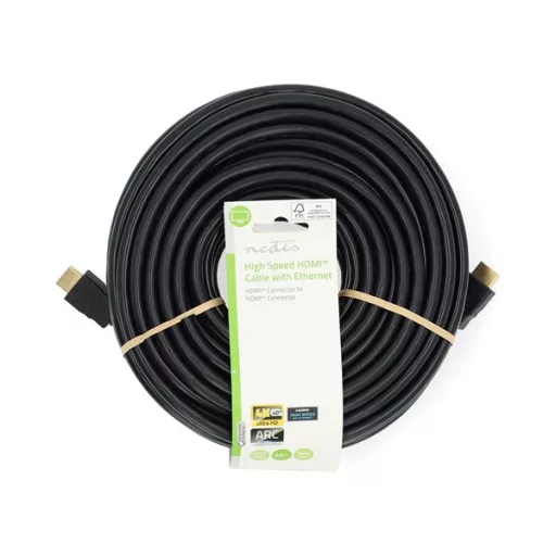 Nedis CVGL34060BK200 ultra HD HDMI kábel, HDMI dugó - dugó, 4K@60Hz, ARC, 18 Gbps, aranyozott csatlakozók, hossz 20m