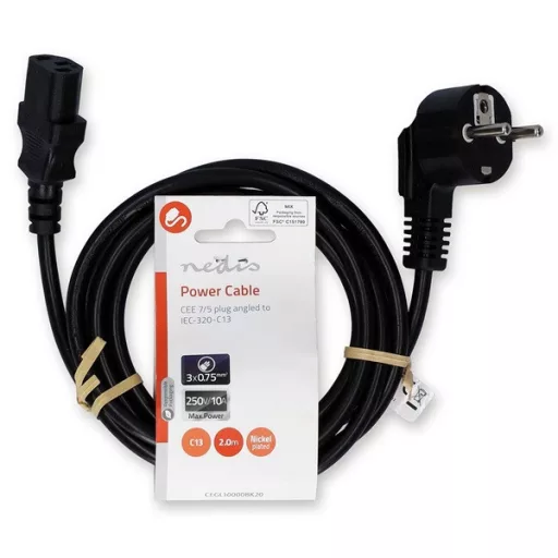 Nedis CEGL10000BK20 tápkábel IEC-320-C13, 3 x 0.75 mm˛ hossz 2m