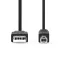 Nedis CCGL60100BK50 USB2.0, USB A - B kábel, 10W, hossz 5m