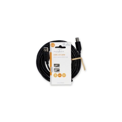 Nedis CCGL60100BK50 USB2.0, USB A - B kábel, 10W, hossz 5m