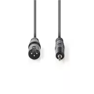   Nedis COTH15300GY15 balanced/szimmetrikus félprofi audio kábel, 3,5mm jack dugó - 3p XLR dugó, 1.5m, rugalmas