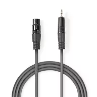   Nedis COTH15300GY15 balanced/szimmetrikus félprofi audio kábel, 3,5mm jack dugó - 3p XLR dugó, 1.5m, rugalmas