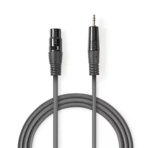 Nedis COTH15300GY15 balanced/szimmetrikus félprofi audio kábel, 3,5mm jack dugó - 3p XLR dugó, 1.5m, rugalmas