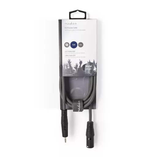 Nedis COTH15300GY15 balanced/szimmetrikus félprofi audio kábel, 3,5mm jack dugó - 3p XLR dugó, 1.5m, rugalmas