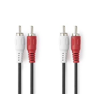   Nedis CAGL24200BK15 sztereo audio kábel, 2 X RCA dugó - 2 X RCA dugó, hossz 1.5m