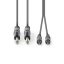 Nedis COTH23320GY15 félprofi audio kábel, 2 x 6,35mm mono jack dugó - 2 X RCA dugó, hossz 1.5m, rugalmas