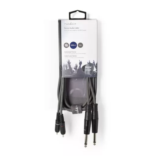 Nedis COTH23320GY15 félprofi audio kábel, 2 x 6,35mm mono jack dugó - 2 X RCA dugó, hossz 1.5m, rugalmas