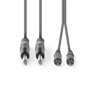  Nedis COTH23320GY30 félprofi audio kábel, 2 x 6,35mm mono jack dugó - 2 X RCA dugó, hossz 3m, rugalmas
