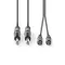 Nedis COTH23320GY30 félprofi audio kábel, 2 x 6,35mm mono jack dugó - 2 X RCA dugó, hossz 3m, rugalmas