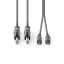 Nedis COTH23320GY30 félprofi audio kábel, 2 x 6,35mm mono jack dugó - 2 X RCA dugó, hossz 3m, rugalmas