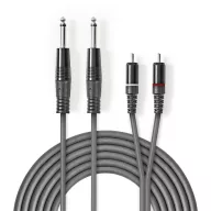   Nedis COTH23320GY30 félprofi audio kábel, 2 x 6,35mm mono jack dugó - 2 X RCA dugó, hossz 3m, rugalmas