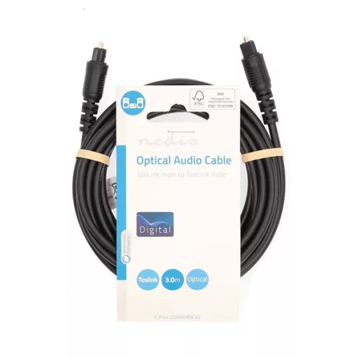 Nedis CAGL25000BK30 optikai audio kábel, TosLink dugó, hossz 3m