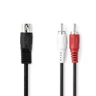   Nedis CAGL20200BK10 audio kábel 5p DIN dugó - 2 x RCA dugó, hossz 1m