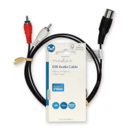   Nedis CAGL20200BK10 audio kábel 5p DIN dugó - 2 x RCA dugó, hossz 1m