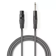   Nedis COTH15120GY30 unbalanced / asszimetrikus félprofi audio kábel, 6,35mm mono jack dugó - 3p XLR aljzat, hossz 3m