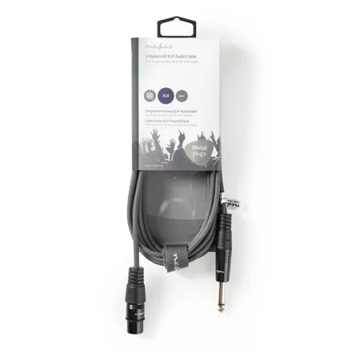 Nedis COTH15120GY30 unbalanced / asszimetrikus félprofi audio kábel, 6,35mm mono jack dugó - 3p XLR aljzat, hossz 3m