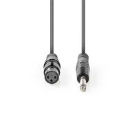   Nedis COTH15120GY50 unbalanced / asszimetrikus félprofi audio kábel, 6,35mm mono jack dugó - 3p XLR aljzat, hossz 5m