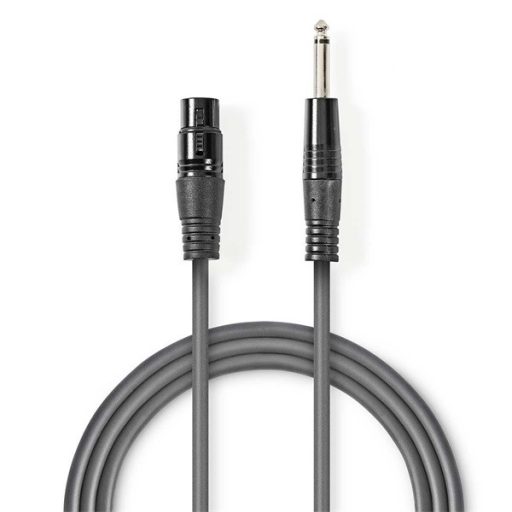 Nedis COTH15120GY50 unbalanced / asszimetrikus félprofi audio kábel, 6,35mm mono jack dugó - 3p XLR aljzat, hossz 5m