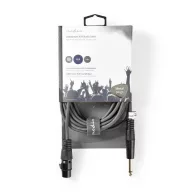  Nedis COTH15120GY50 unbalanced / asszimetrikus félprofi audio kábel, 6,35mm mono jack dugó - 3p XLR aljzat, hossz 5m