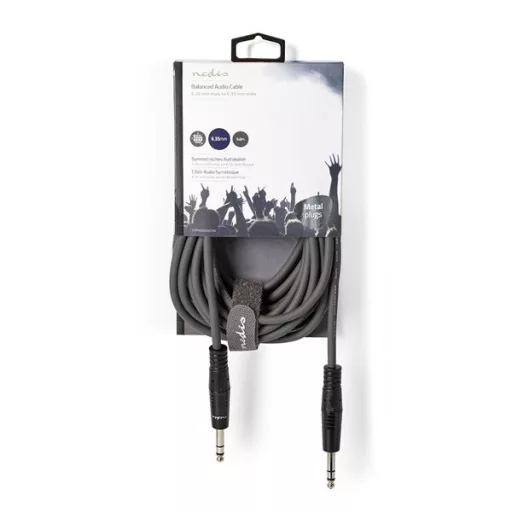 Nedis COTH23020GY50 félprofi audio kábel, 2 x 6,35mm sztereo jack dugó, hossz 5m, rugalmas
