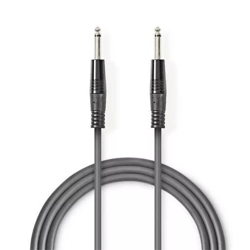 Nedis COTH23000GY15 félprofi audio kábel, 2 x 6,35mm mono jack dugó, hossz 1.5m, rugalmas