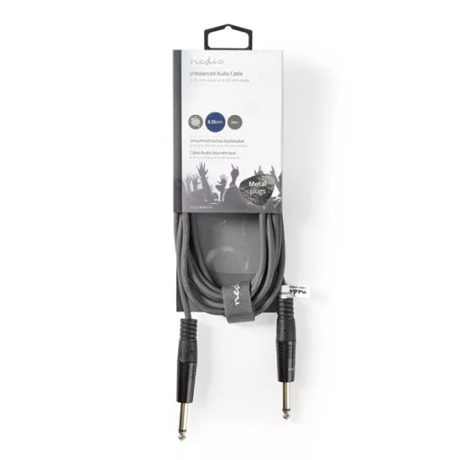 Nedis COTH23000GY30 félprofi audio kábel, 2 x 6,35mm mono jack dugó, hossz 3m, rugalmas
