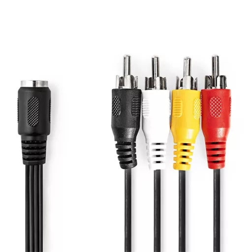Nedis CAGL20475BK02 audio kábel 5p DIN aljzat - 4 x RCA dugó, hossz 0.20m
