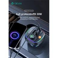   DEVIA Bluetooth FM-transmitter/autós gyorstöltő 30W PD+QC 2xUSB/AUX/MP3