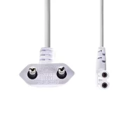   Nedis CEGL11055WT20 tápkábel, Euro dugó,  IEC-320-C7,  pipa, szögben balra, 2m, fehér
