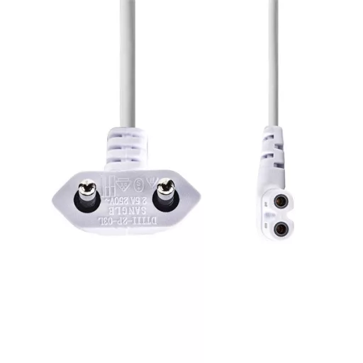 Nedis CEGL11055WT20 tápkábel, Euro dugó,  IEC-320-C7,  pipa, szögben balra, 2m, fehér