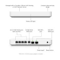   UBiQUiTi Vezetékes Router Gateway 4x2,5GbE + 1x10GbE + 1x10Gbit SFP+, Asztali - UXG-FIBER