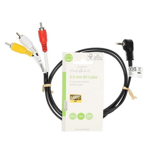 Nedis CVGL22400BK10 audio - video AV kábel, 3,5mm jack - 3x RCA, 1m