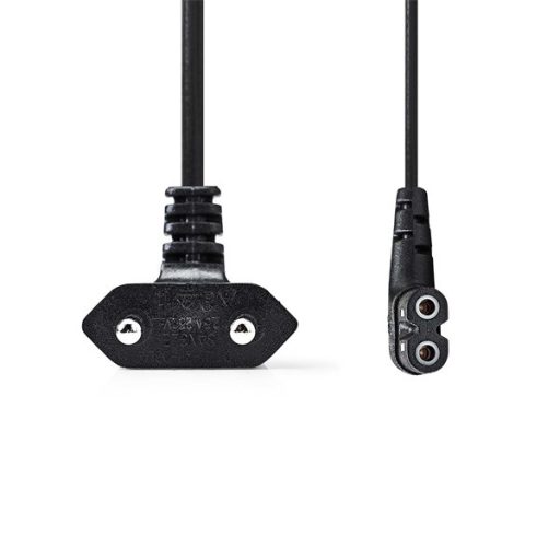 Nedis CEGL11055BK20 tápkábel, Euro dugó,  IEC-320-C7,  pipa, szögben balra, 2m, fekete