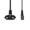 Nedis CEGL11055BK30 tápkábel, Euro dugó,  IEC-320-C7,  pipa, szögben balra, 3m, fekete
