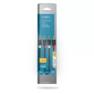   Nedis CABW24200AT05 sztereo audió kábel 2x RCA férfi,  2x RCA férfi, Aranyozott,  0,50 m , kerek,  Antracit
